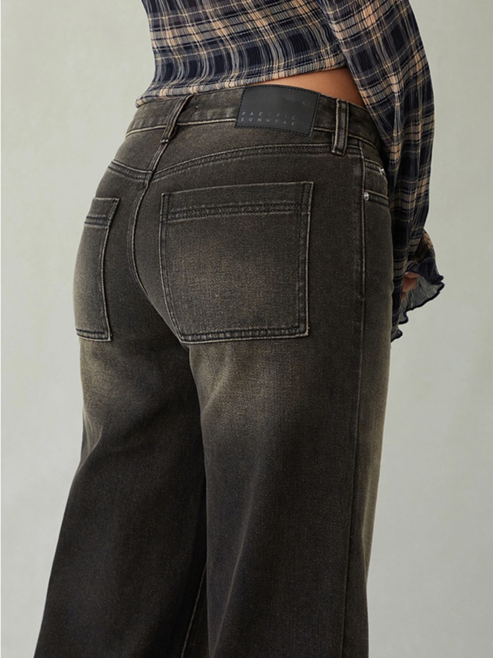 PacSun Casey baggy low rise black tinted jeans